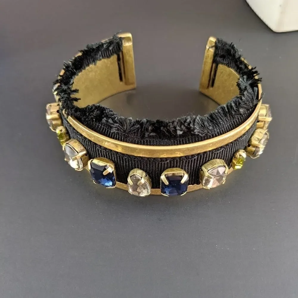 Stella and Dot Morgan Jeweled Cuff Black and Gold